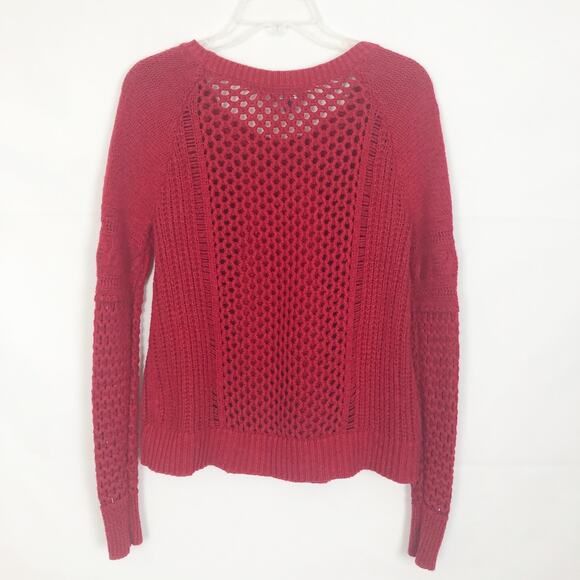 American Eagle Wool Blend Cable Knit Red Sweater S - Picture 5 of 9